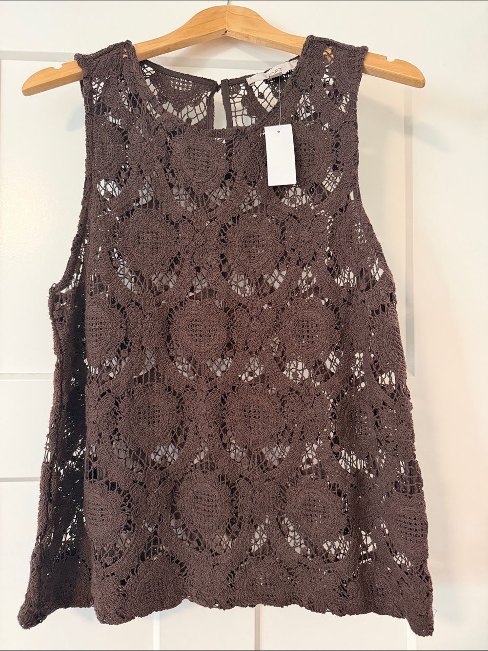 LOFT Crochet Sleeveless Tank Top - Brown